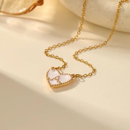 Heart Initial Necklace: Custom Personalized Enamel Letter Necklace Stainless Steel