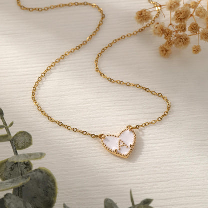 Heart Initial Necklace: Custom Personalized Enamel Letter Necklace Stainless Steel