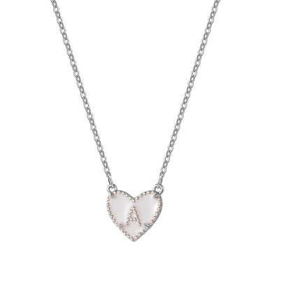 Heart Initial Necklace: Custom Personalized Enamel Letter Necklace Stainless Steel