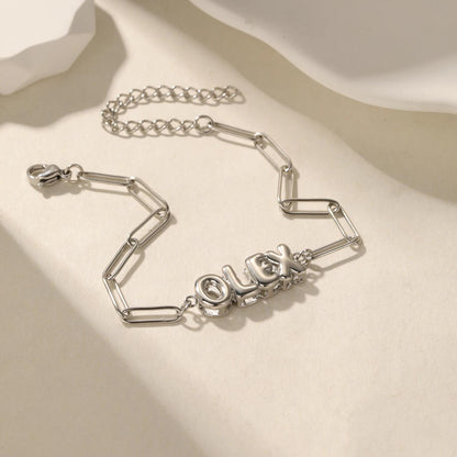 Name Bracelet: Custom Personalized Paperclip Bubble Bracelet Gold Silver Stainless Steel