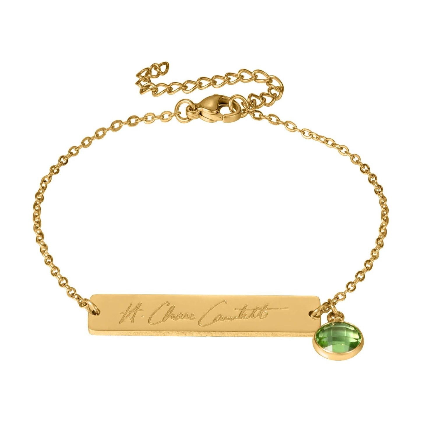 Birthstone Bar Bracelet: Custom Personalized Engraved Name Bracelet Stainless Steel