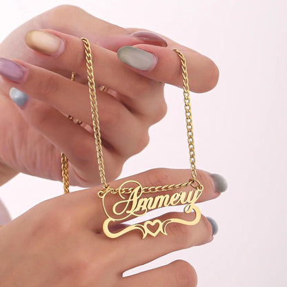 Personalized Name Necklace: Stainless Steel Jewelry Gift, Heart Pendant