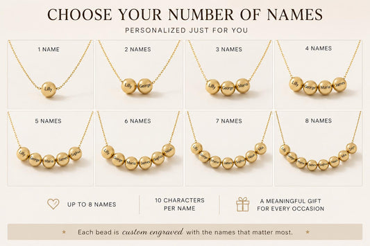 Engraved Name Bead Necklace: Personalized Family Jewelry Gift