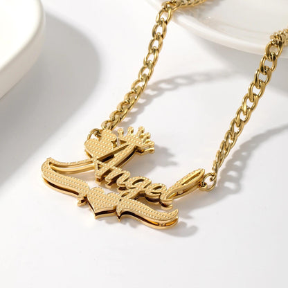 Custom Gold Name Necklace with Crown, Cuban Chain, Personalized Gift