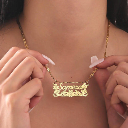 Custom Double Plated Name Necklace: Stainless Steel Figaro Chain