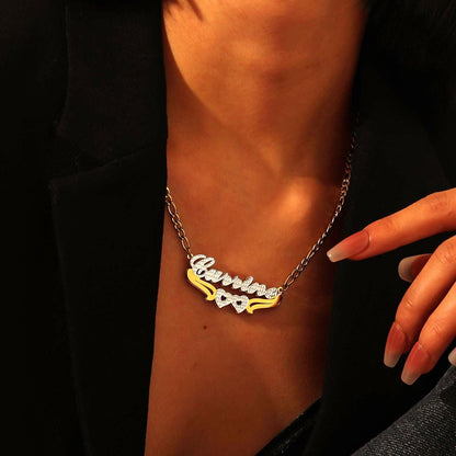 Double Plated Name Necklace: Personalized Two-Tone Jewelry, Waterproof and Non Tarnish