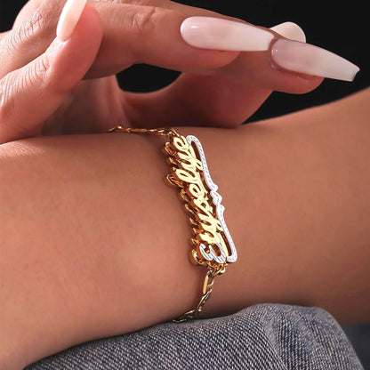 Personalized Name Necklace and Bracelet Set: Double-Plated Matching Jewelry