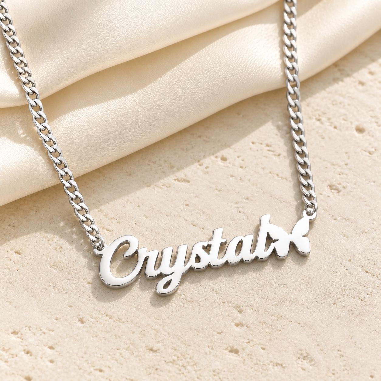 Personalized Name Necklace and Earrings Set: Custom Butterfly Name Jewelry Gift for Her