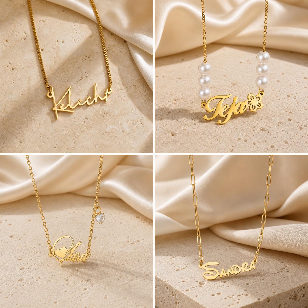 Personalized Name Necklace: Gold or Silver Stainless Steel Custom Jewelry