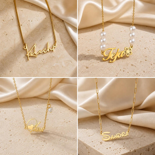 Personalized Name Necklace: Gold or Silver Stainless Steel Custom Jewelry
