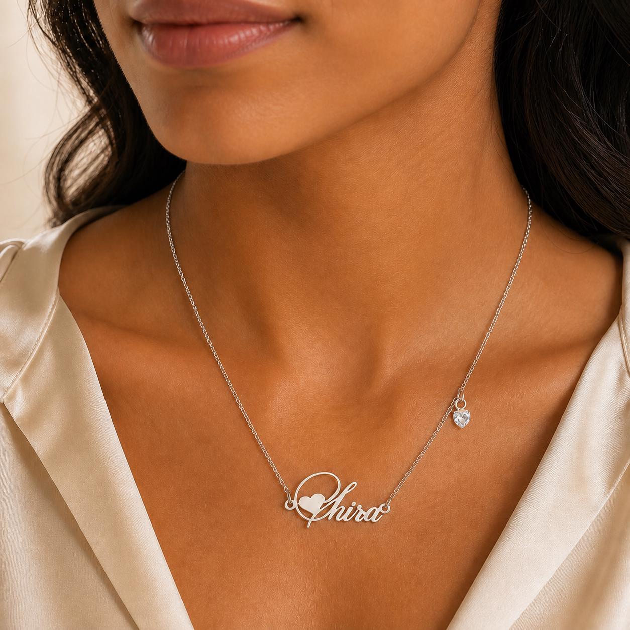 Personalized Heart Name Necklace: Custom Gold or Silver Jewelry Gift for Her