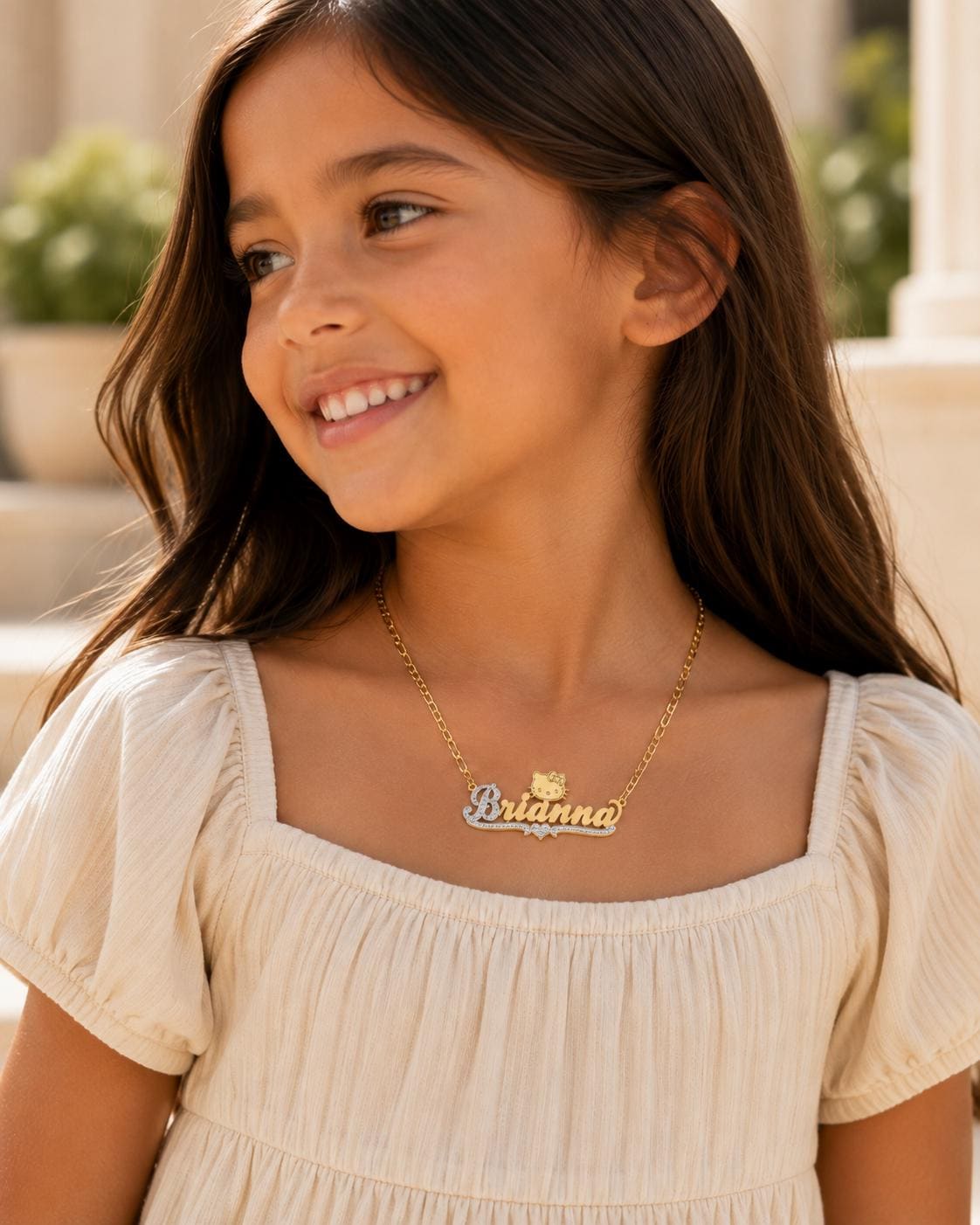 Hello Kitty Nameplate Necklace: Personalized Name Necklace, Custom Stainless Steel Jewelry