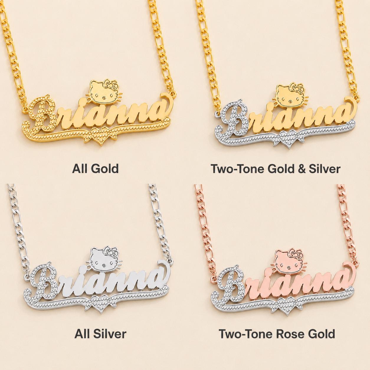 Hello Kitty Nameplate Necklace: Personalized Name Necklace, Custom Stainless Steel Jewelry
