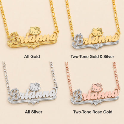 Hello Kitty Nameplate Necklace: Personalized Name Necklace, Custom Stainless Steel Jewelry