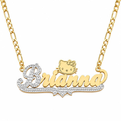 Hello Kitty Nameplate Necklace: Personalized Name Necklace, Custom Stainless Steel Jewelry