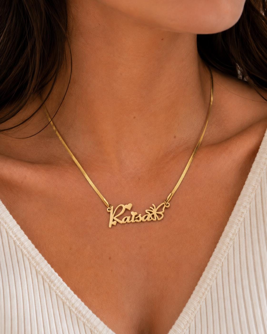 Nameplate Necklace: 18K Gold Plated Stainless Steel, Non Tarnish Jewelry