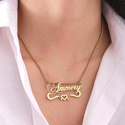 Personalized Name Necklace: Stainless Steel Jewelry Gift, Heart Pendant