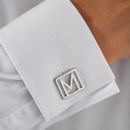 Personalized Square Monogram Cufflinks: Interlocking Initial Cuff Links for Men
