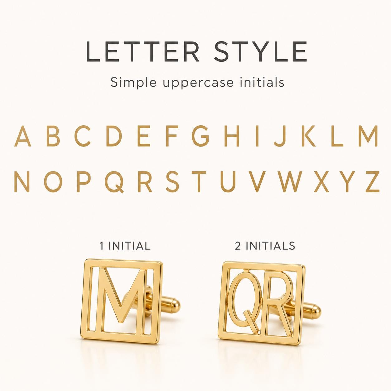 Personalized Square Monogram Cufflinks: Interlocking Initial Cuff Links for Men