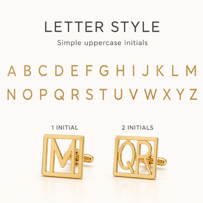 Personalized Square Monogram Cufflinks: Interlocking Initial Cuff Links for Men
