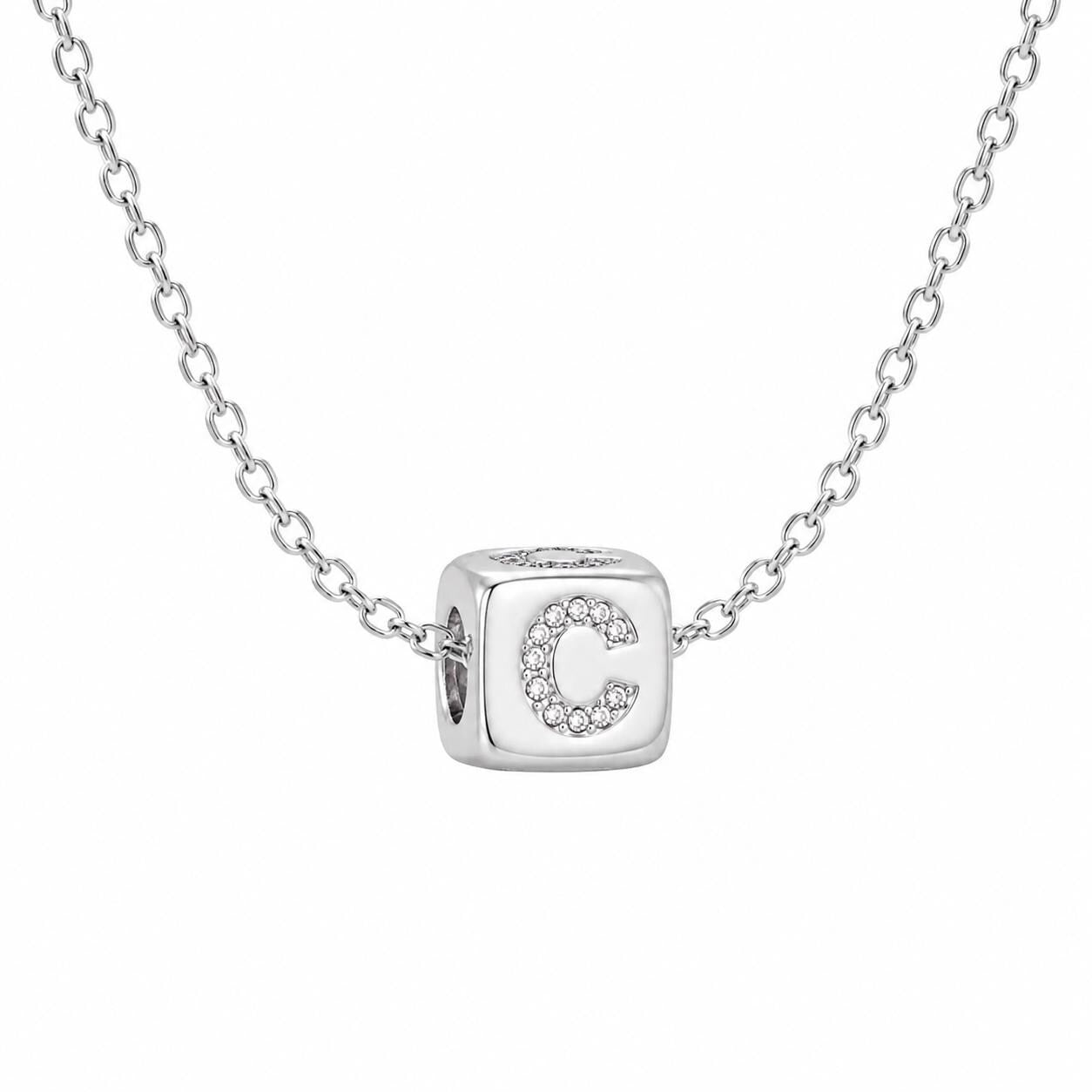 Custom Initial Necklace: 3D Gold Cube Necklace, Sparkly Letter Pendant, Meaningful Gift for Her