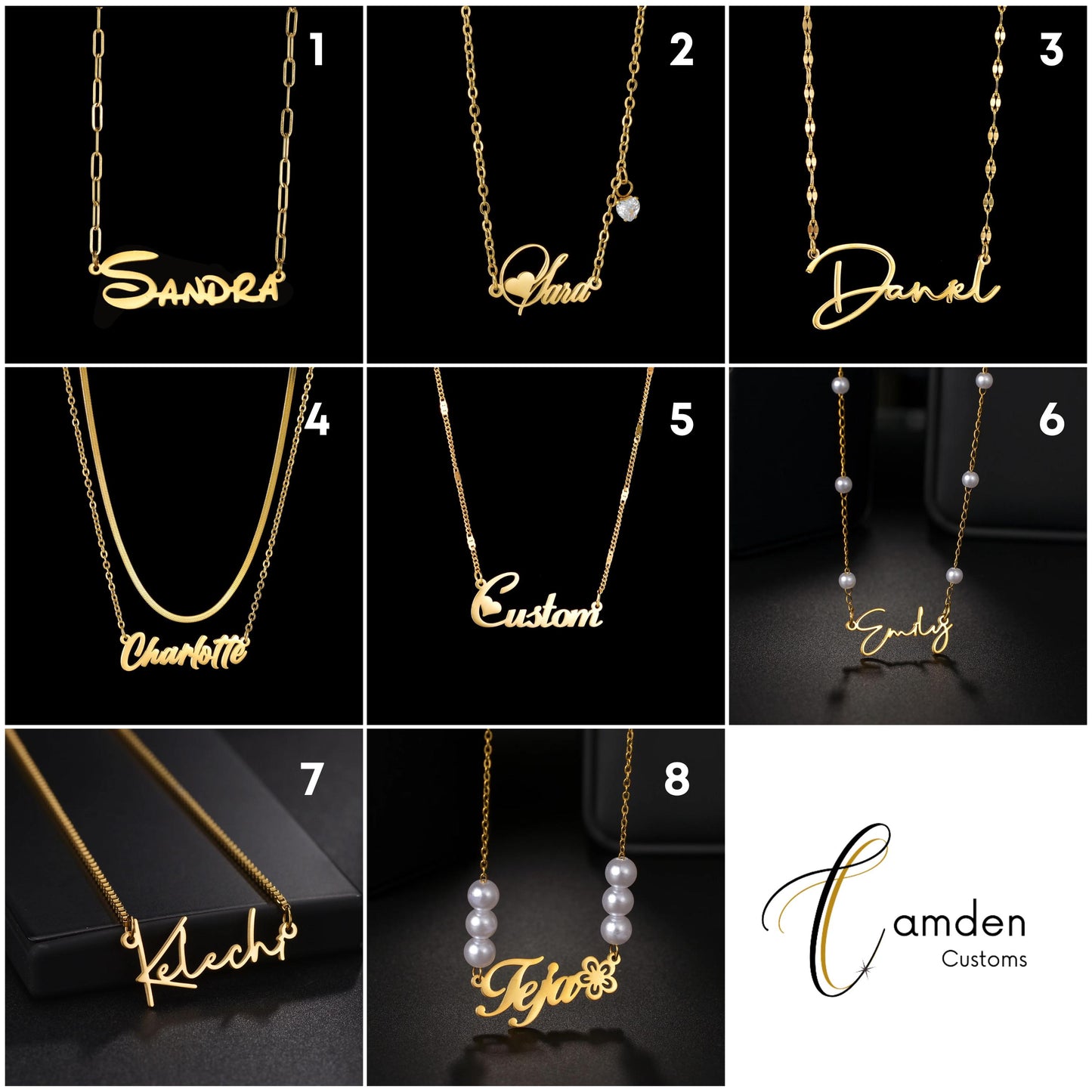 Personalized Name Necklace: Gold or Silver Stainless Steel Custom Jewelry