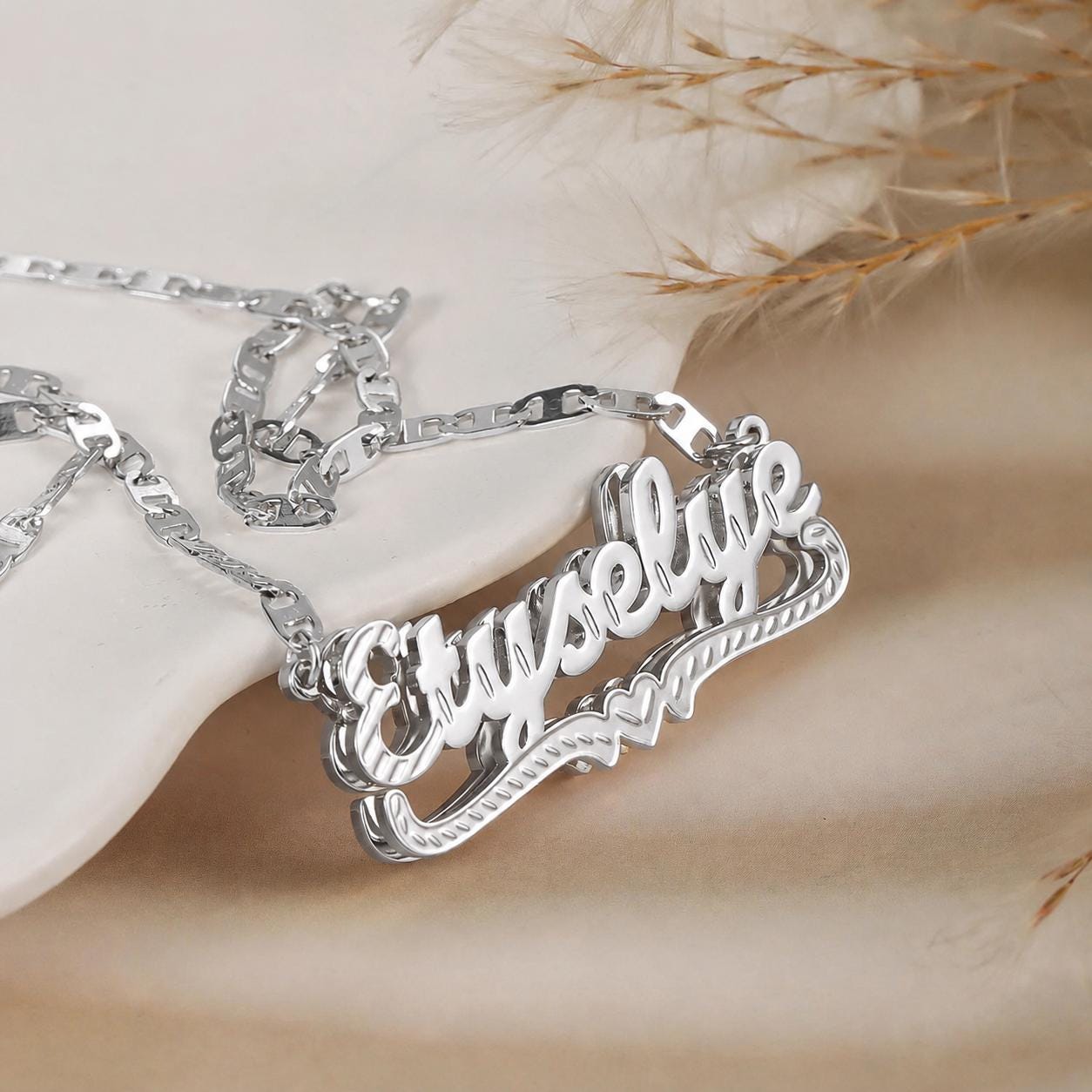 Personalized Name Necklace and Bracelet Set: Double-Plated Matching Jewelry