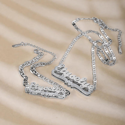 Personalized Name Necklace and Bracelet Set: Double-Plated Matching Jewelry