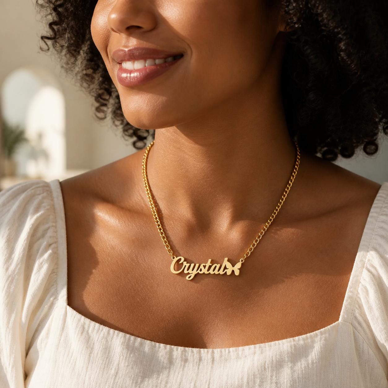 Personalized Name Necklace and Earrings Set: Custom Butterfly Name Jewelry Gift for Her