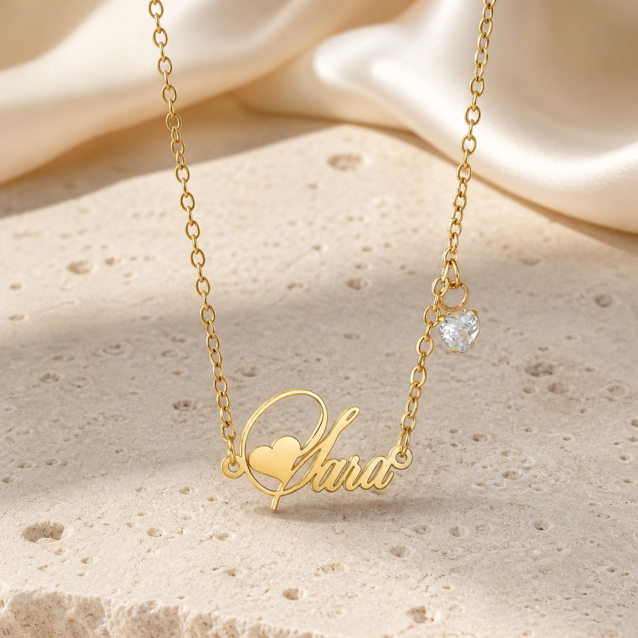 Personalized Heart Name Necklace: Custom Gold or Silver Jewelry Gift for Her