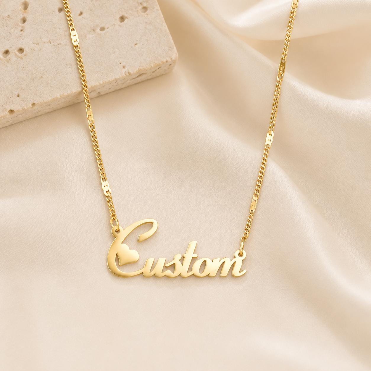 Personalized Heart Name Necklace: Custom Gold or Silver Jewelry Gift for Her