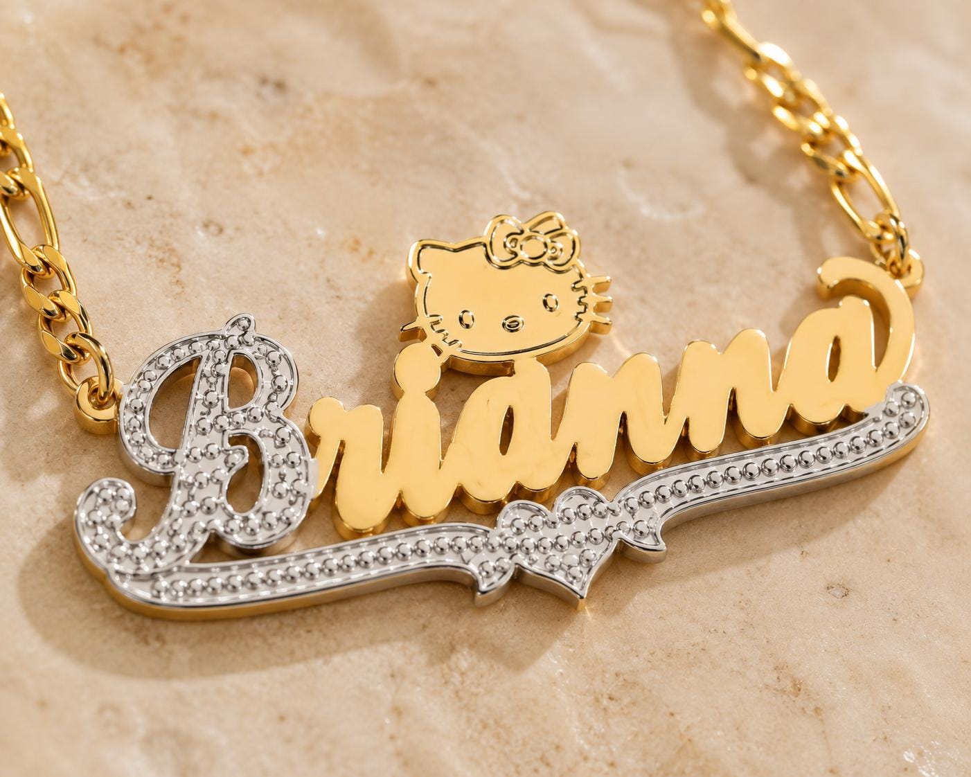 Hello Kitty Nameplate Necklace: Personalized Name Necklace, Custom Stainless Steel Jewelry