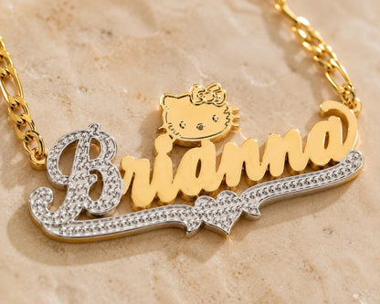 Hello Kitty Nameplate Necklace: Personalized Name Necklace, Custom Stainless Steel Jewelry