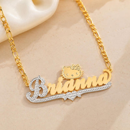 Hello Kitty Nameplate Necklace: Personalized Name Necklace, Custom Stainless Steel Jewelry