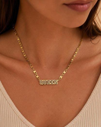 Nameplate Necklace: 18K Gold Plated Stainless Steel, Non Tarnish Jewelry
