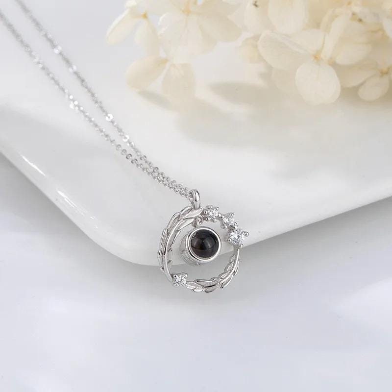 Custom Photo Projection Necklace: Memorial Locket, Stainless Steel or 925 Sterling Silver