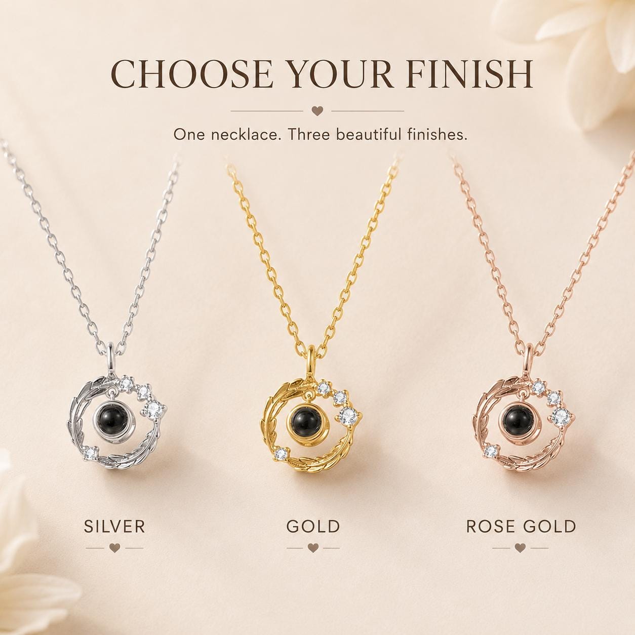 Custom Photo Projection Necklace: Memorial Locket, Stainless Steel or 925 Sterling Silver
