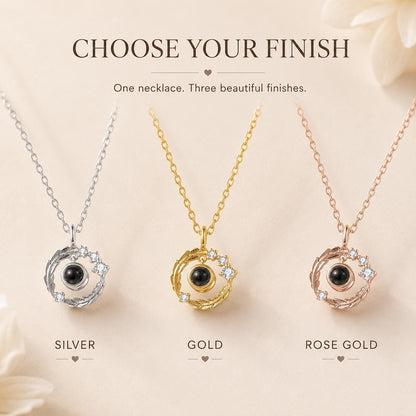 Custom Photo Projection Necklace: Memorial Locket, Stainless Steel or 925 Sterling Silver