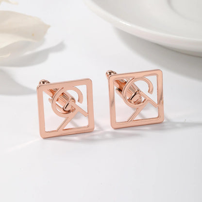 Personalized Square Monogram Cufflinks: Interlocking Initial Cuff Links for Men