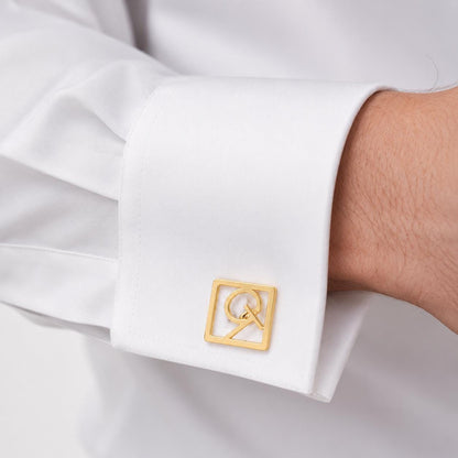 Personalized Square Monogram Cufflinks: Interlocking Initial Cuff Links for Men