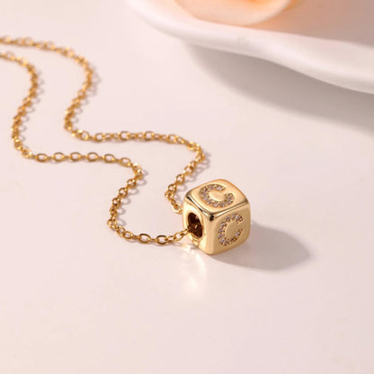 Custom Initial Necklace: 3D Gold Cube Necklace, Sparkly Letter Pendant, Meaningful Gift for Her