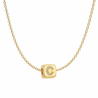 Custom Initial Necklace: 3D Gold Cube Necklace, Sparkly Letter Pendant, Meaningful Gift for Her