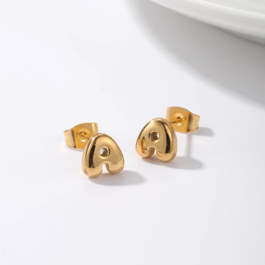 Classic Bubble Initial Stud Earrings