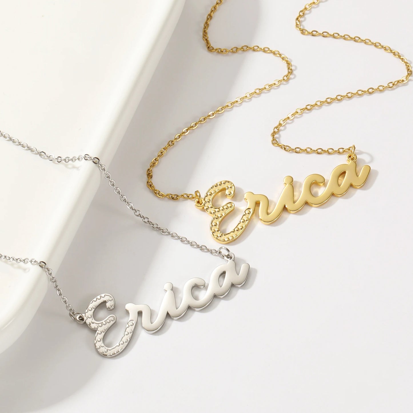 Textured Script Name Necklace