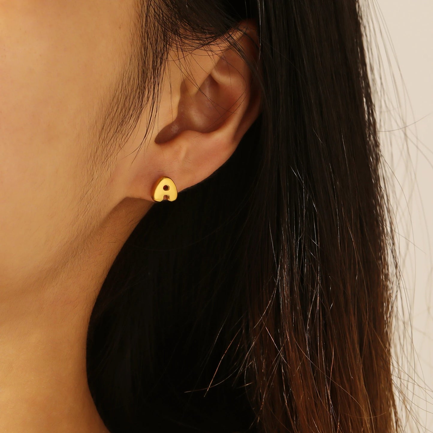 Classic Bubble Initial Stud Earrings