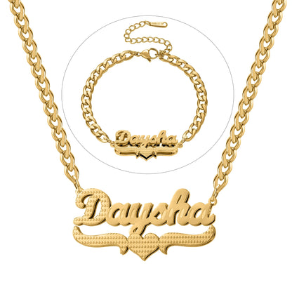 Double Plated Name Necklace & Bracelet Set