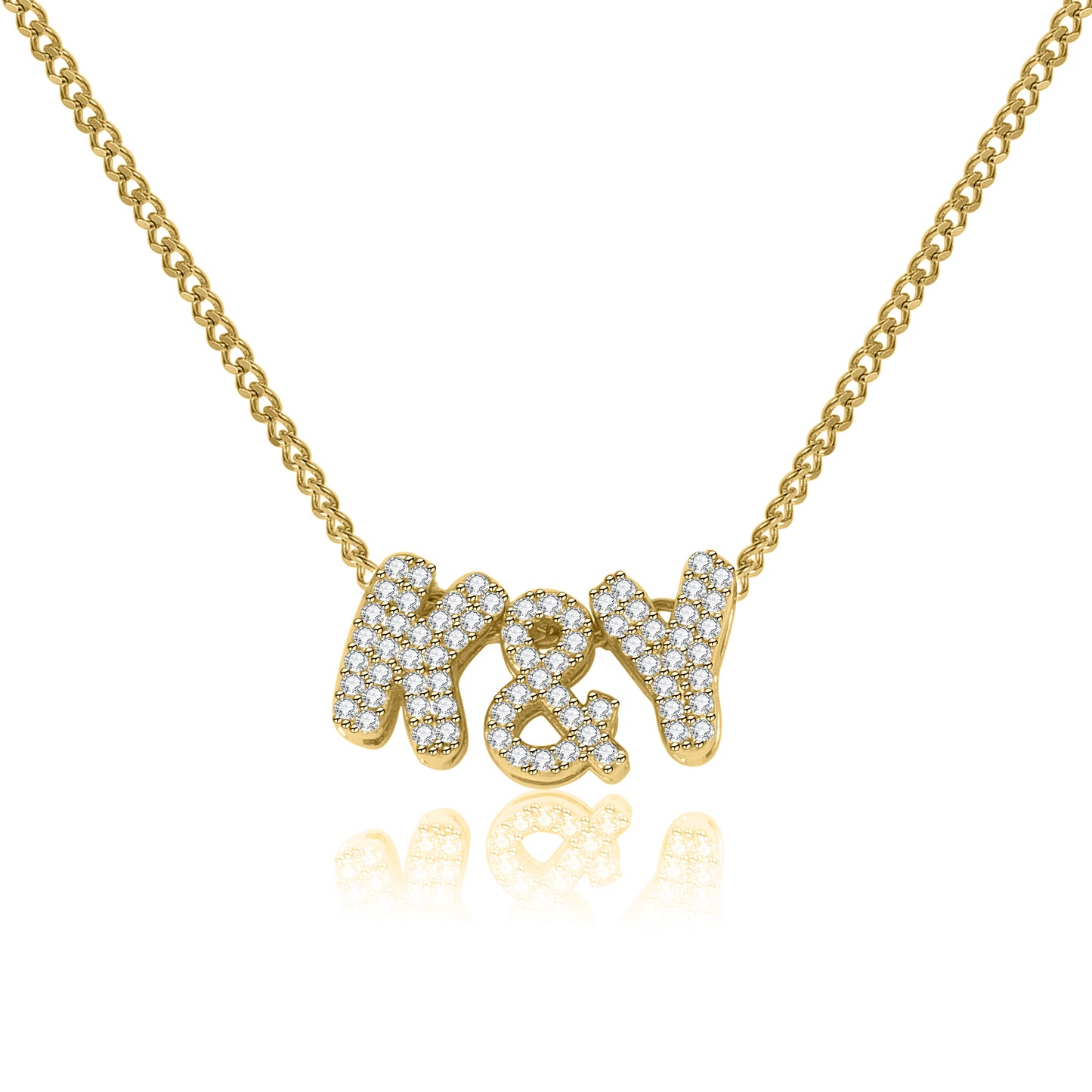 3D Bubble Letters Necklace with Sparkling Accents