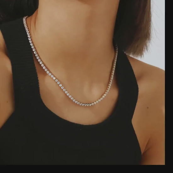 Iced Out CZ Tennis Chain Necklace: Stackable Waterproof Jewelry