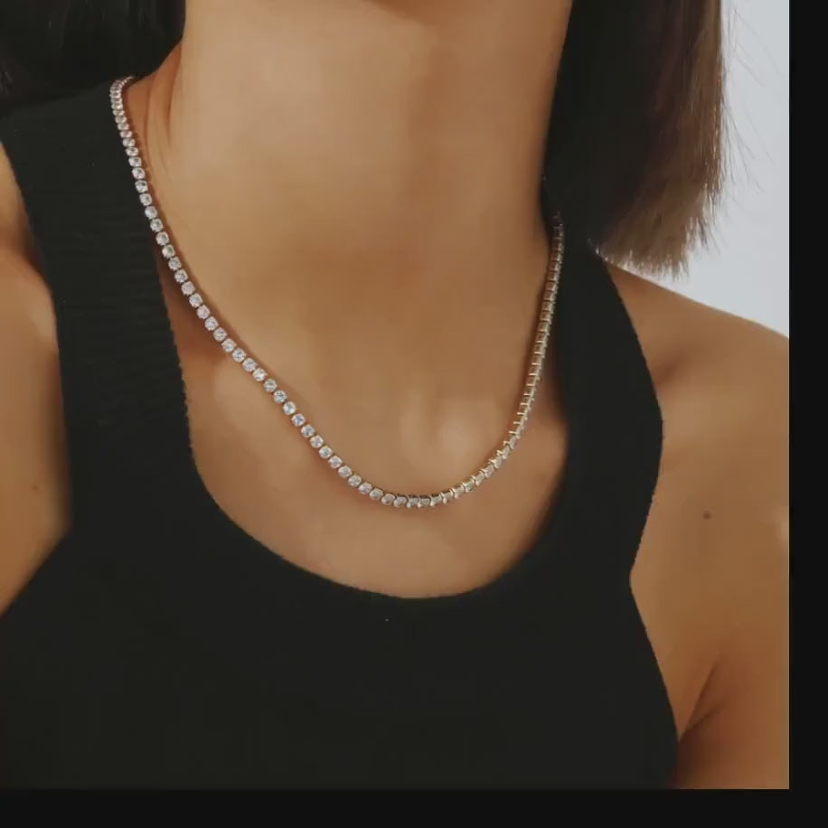Iced Out CZ Tennis Chain Necklace: Stackable Waterproof Jewelry
