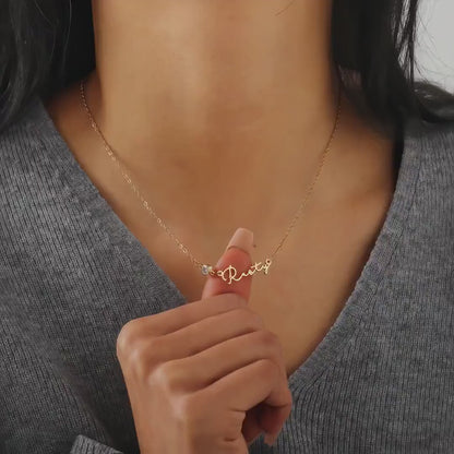 Personalized Birthstone Name Necklace: 18K Gold Waterproof Jewelry